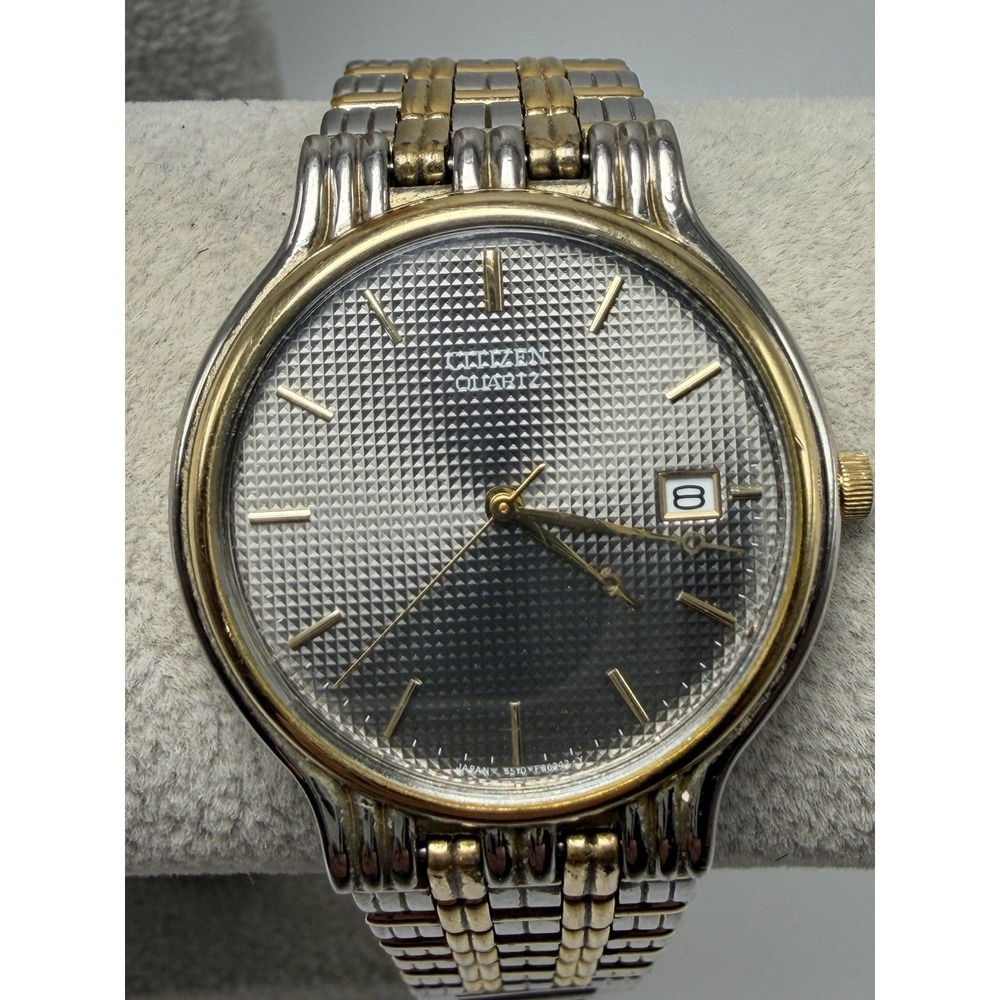 Citizen 5510-H01083 New Battery Mens Watch 33MM 6.5" Gray Latttice Dial
